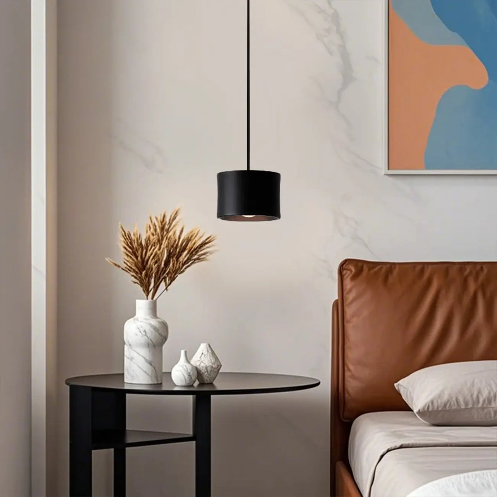Lampe de chevet suspendue minimaliste noire à LED avec long câble réglable