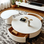 Tables basses gigognes rondes modernes en bois blanc