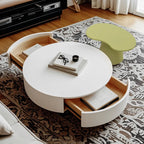 Tables basses gigognes rondes modernes en bois blanc