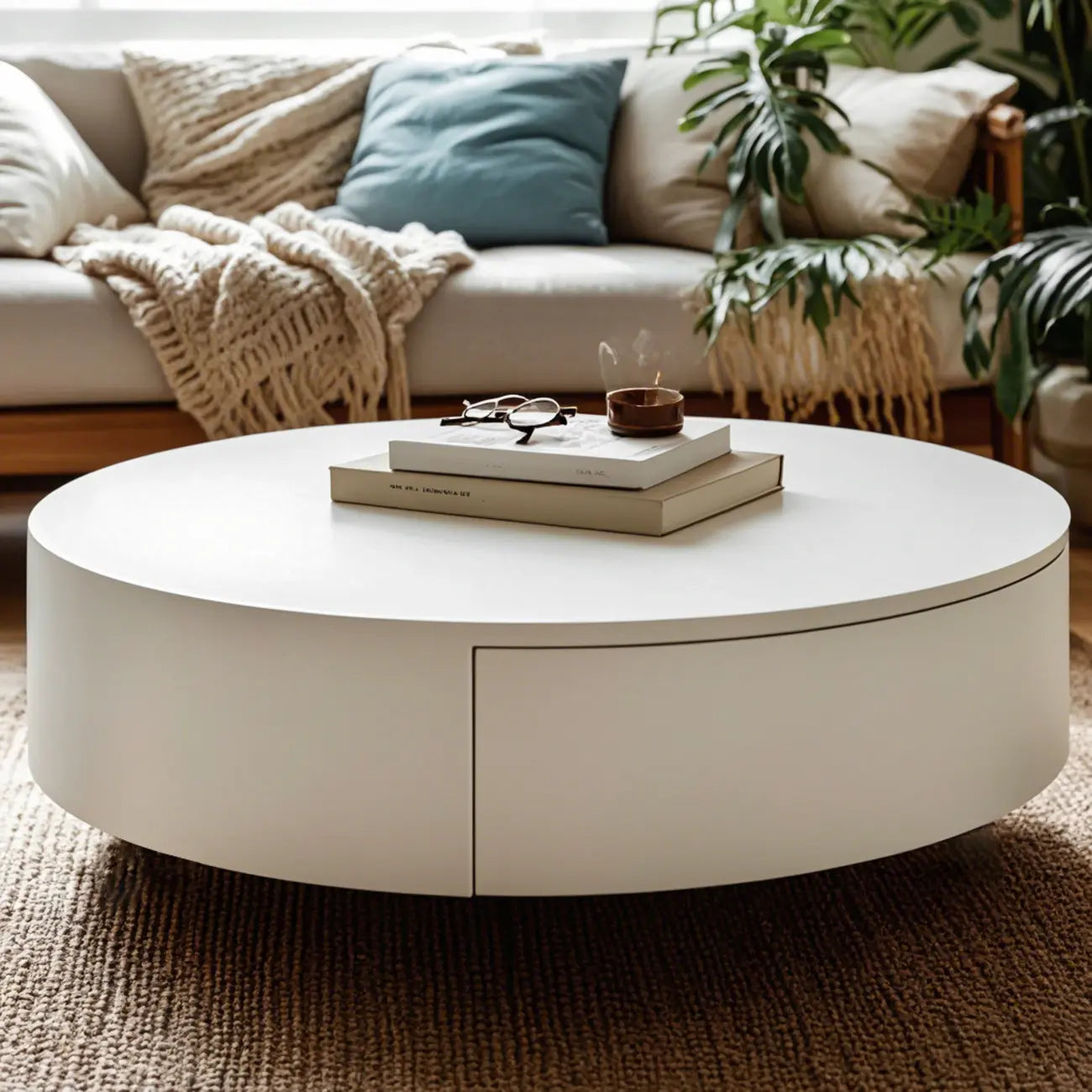 Tables basses gigognes rondes modernes en bois blanc