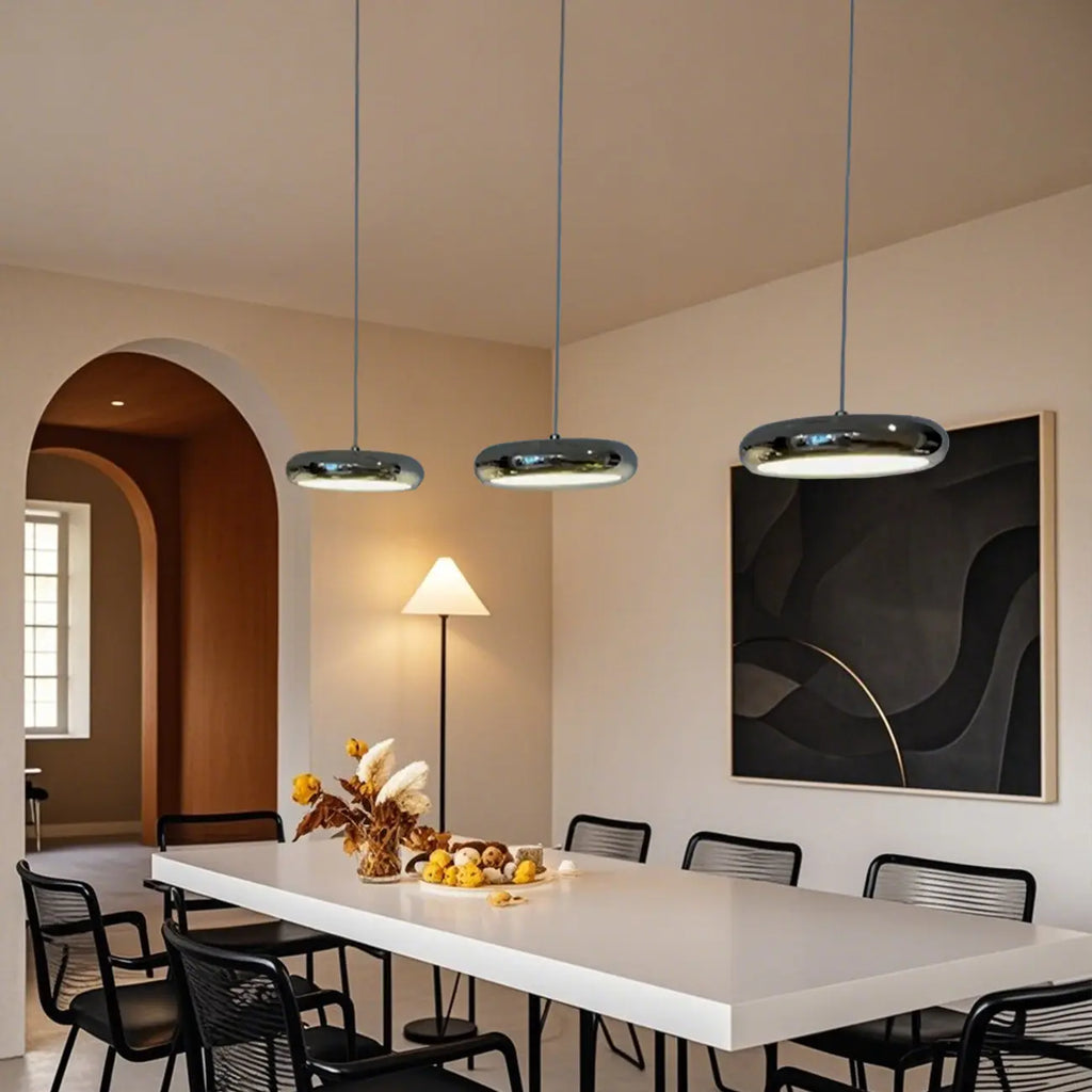 Lampadario moderno a sospensione da isola in metallo, forma rotonda, 3 luci