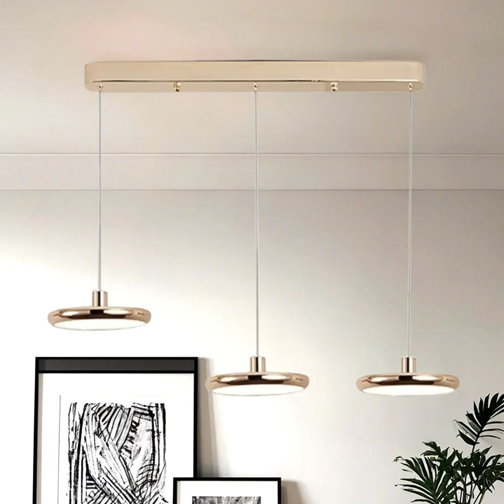 Lampadario moderno a sospensione da isola in metallo, forma rotonda, 3 luci