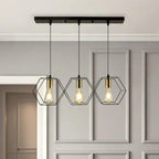 Suspension géométrique noire en métal de style industriel pour îlot de cuisine
