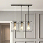 Suspension géométrique noire en métal de style industriel pour îlot de cuisine