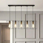 Suspension géométrique noire en métal de style industriel pour îlot de cuisine