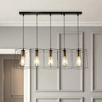 Suspension géométrique noire en métal de style industriel pour îlot de cuisine