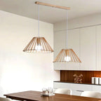 2 Lampade a sospensione poligonali in legno naturale chiaro per la cucina