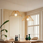 2 Lampade a sospensione poligonali in legno naturale chiaro per la cucina