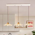 Suspension florale élégante en verre transparent à 3 lumières