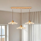 Suspension florale élégante en verre transparent à 3 lumières
