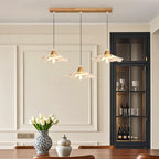 Suspension florale élégante en verre transparent à 3 lumières