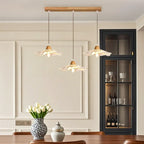 Suspension florale élégante en verre transparent à 3 lumières