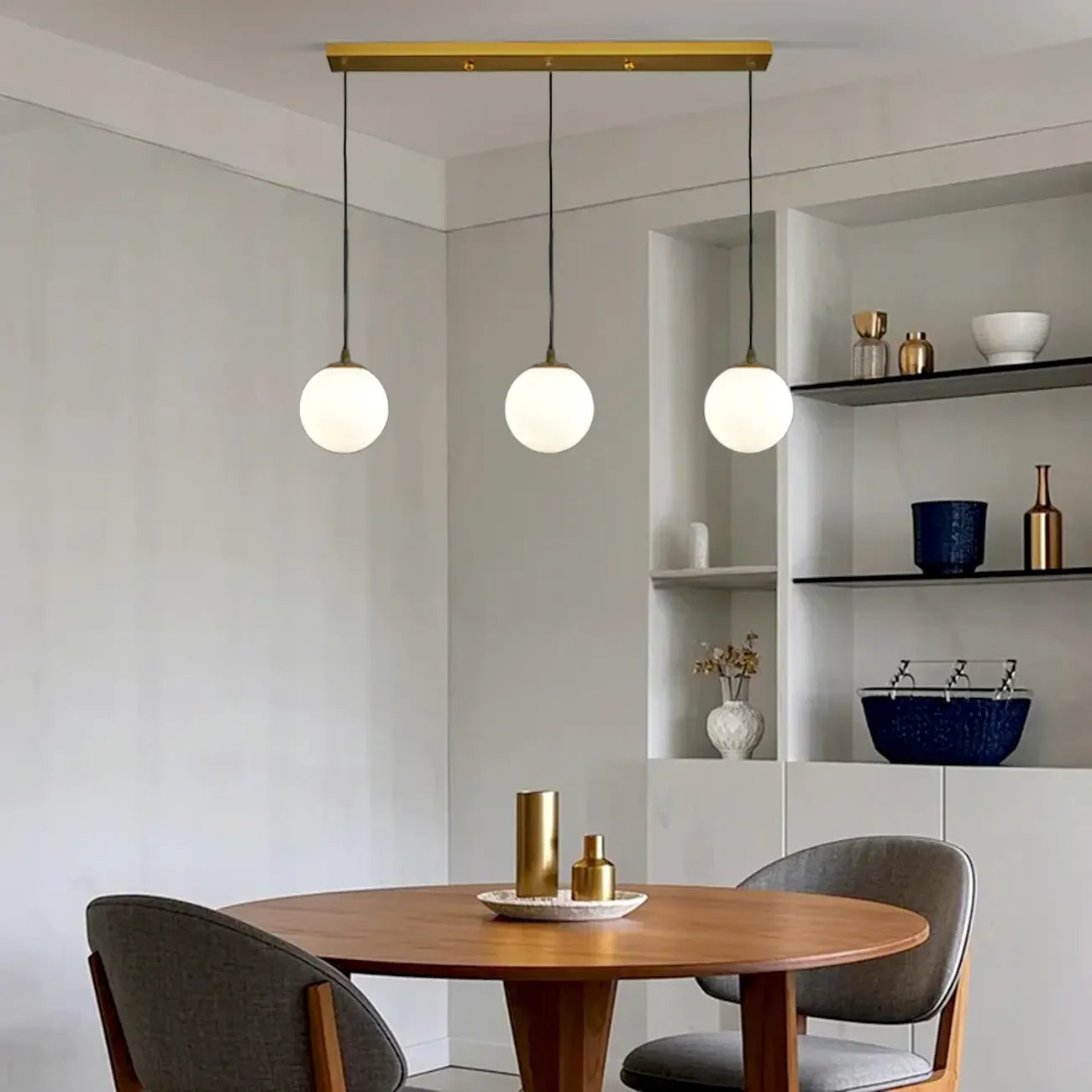 Lampadario moderno a sospensione con 3 globi in vetro