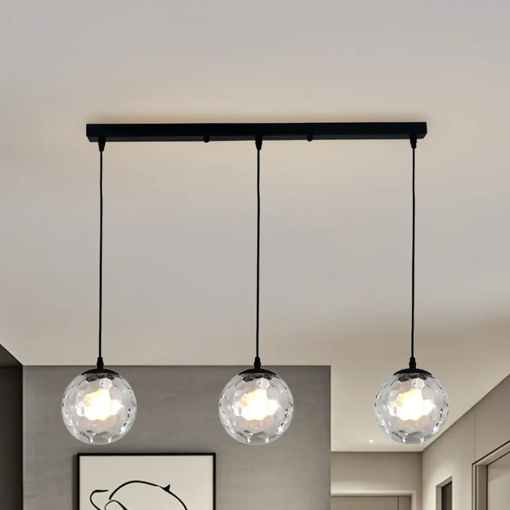 Lampadario moderno a sospensione con 3 globi in vetro