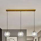 Lampadario moderno a sospensione con 3 globi in vetro