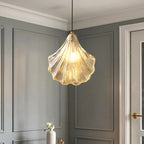 Suspension LED en verre transparent Ginkgo artistique pour salon