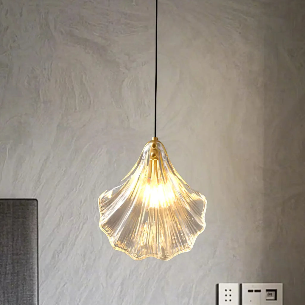 Suspension LED en verre transparent Ginkgo artistique pour salon