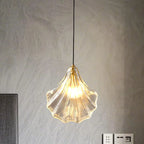 Suspension LED en verre transparent Ginkgo artistique pour salon