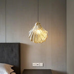 Suspension LED en verre transparent Ginkgo artistique pour salon