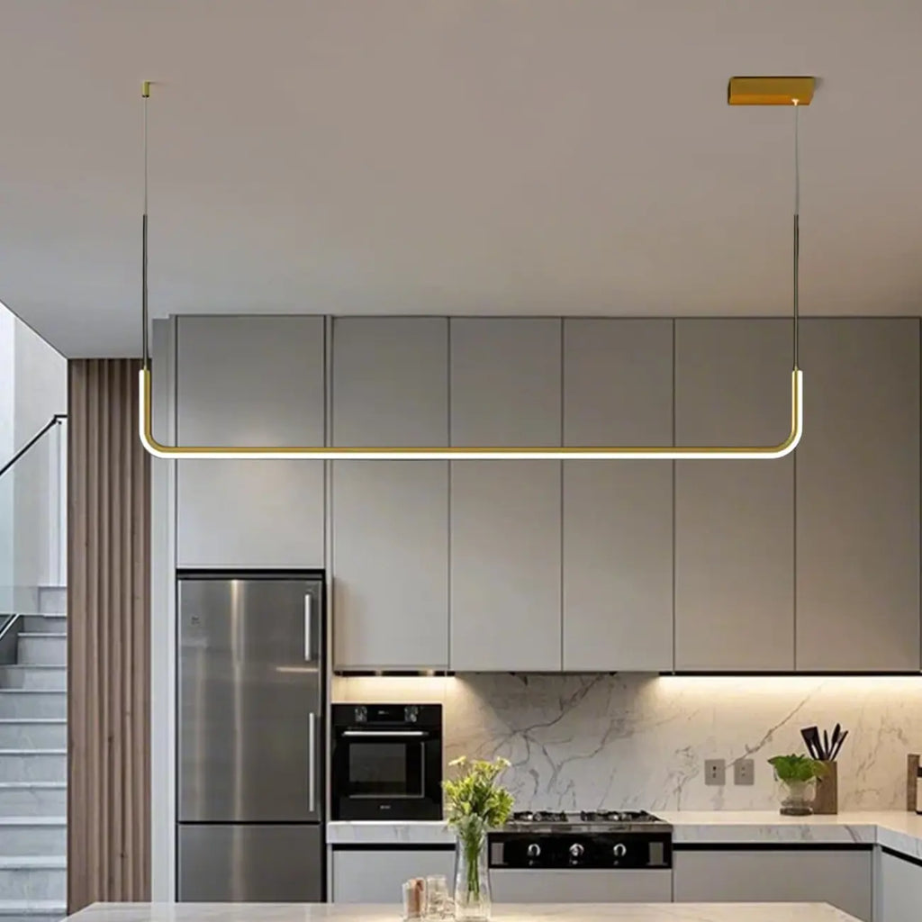 Suspension linéaire simple en gel de silice doré pour îlot de cuisine