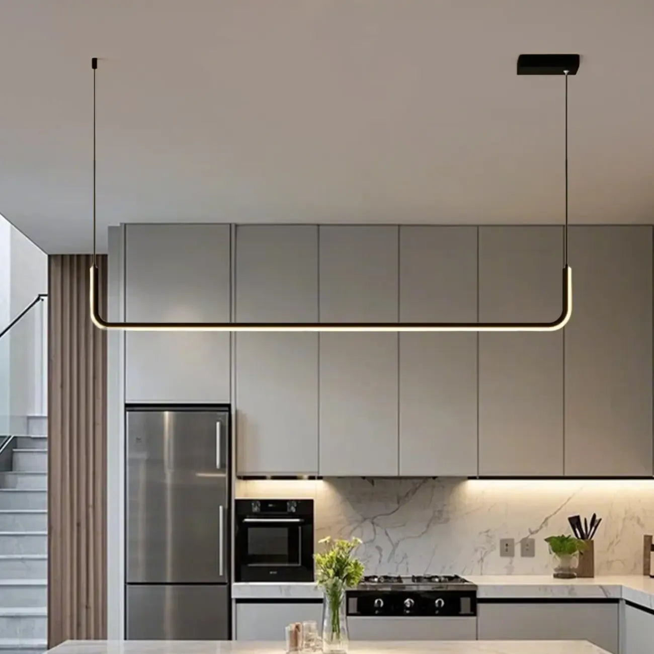 Suspension linéaire simple en gel de silice doré pour îlot de cuisine
