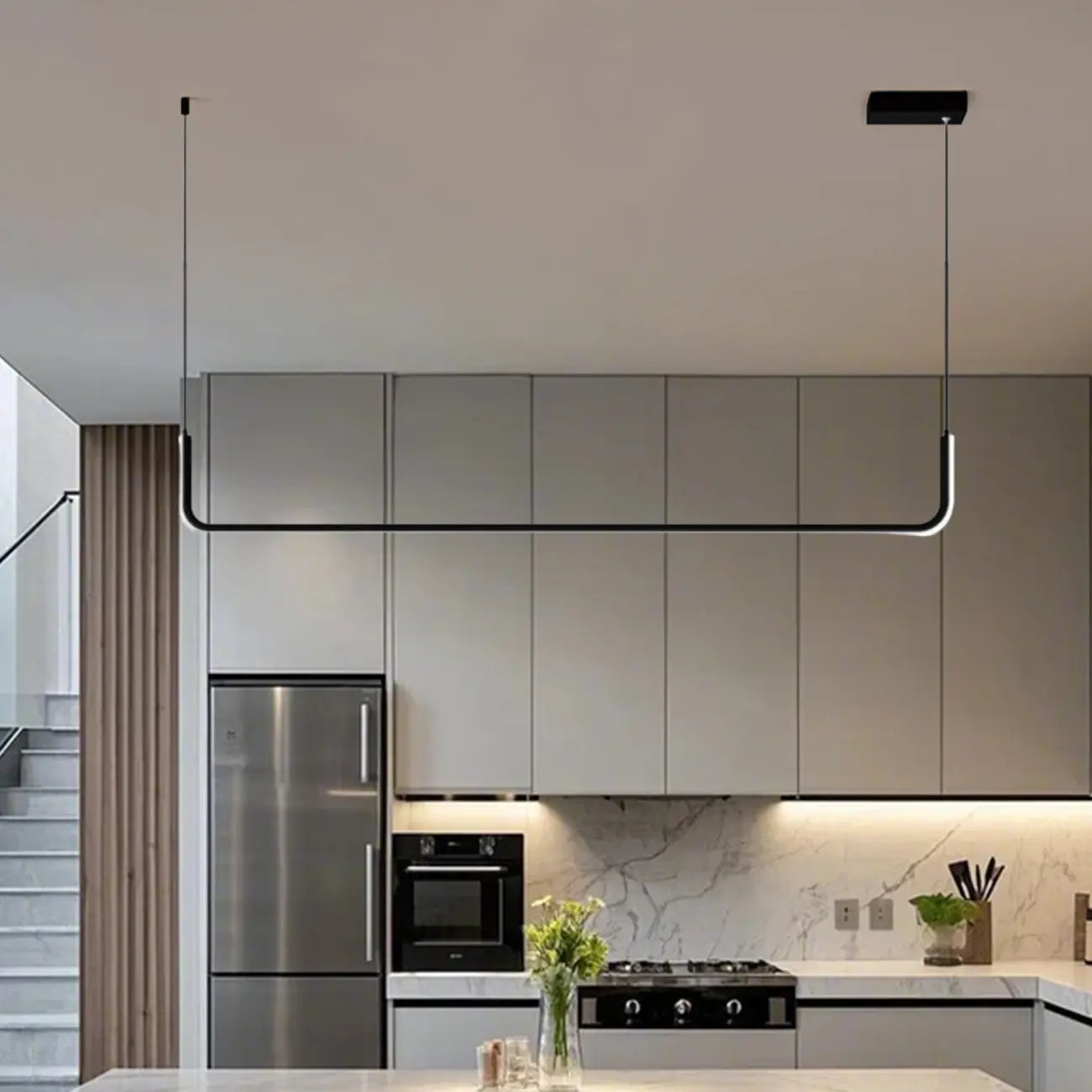 Suspension linéaire simple en gel de silice doré pour îlot de cuisine