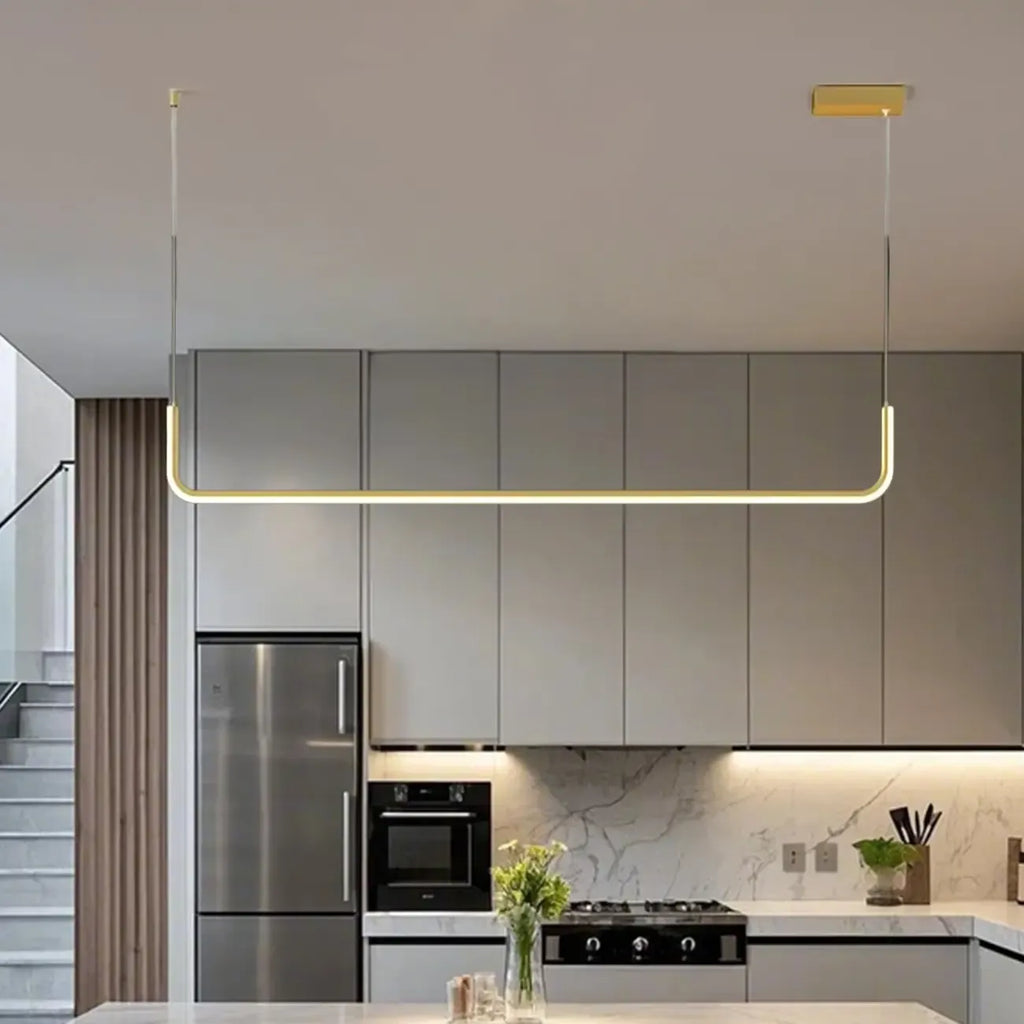 Suspension linéaire simple en gel de silice doré pour îlot de cuisine