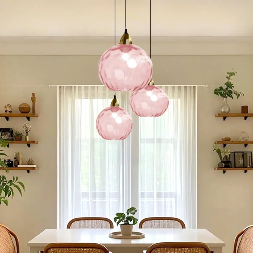 Suspension globe en vitrail artistique pour salle à manger