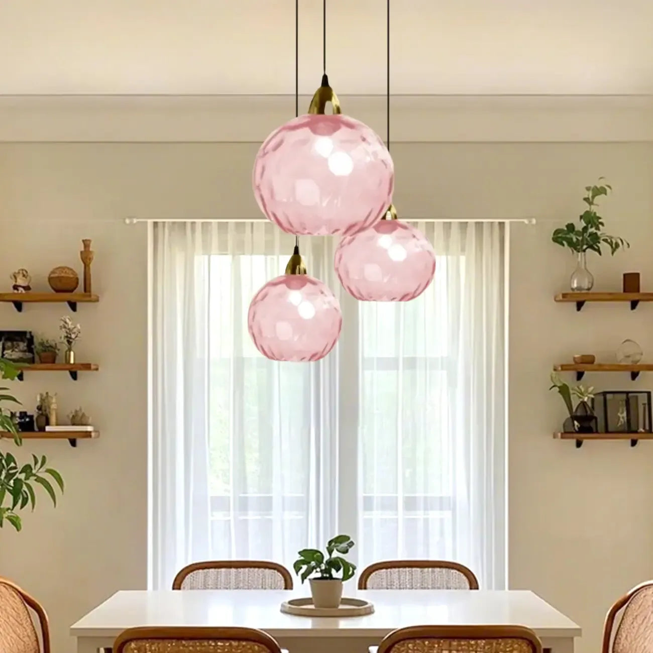 Suspension globe en vitrail artistique pour salle à manger