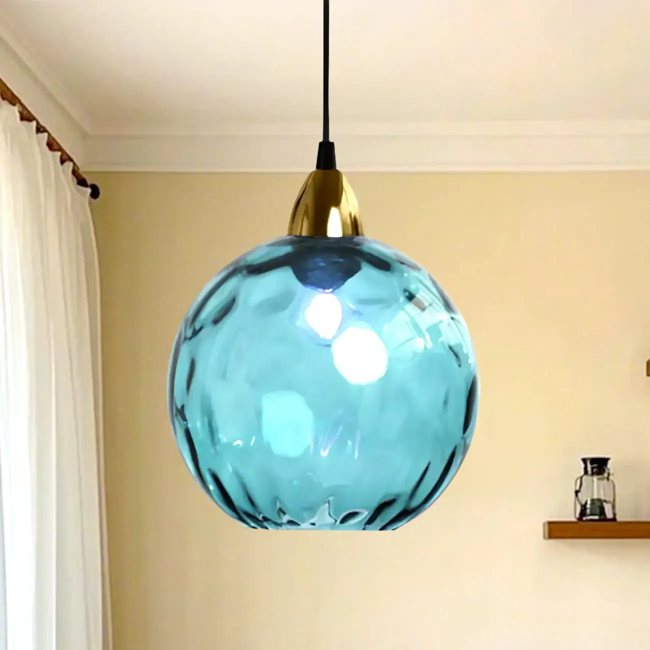 Suspension globe en vitrail artistique pour salle à manger