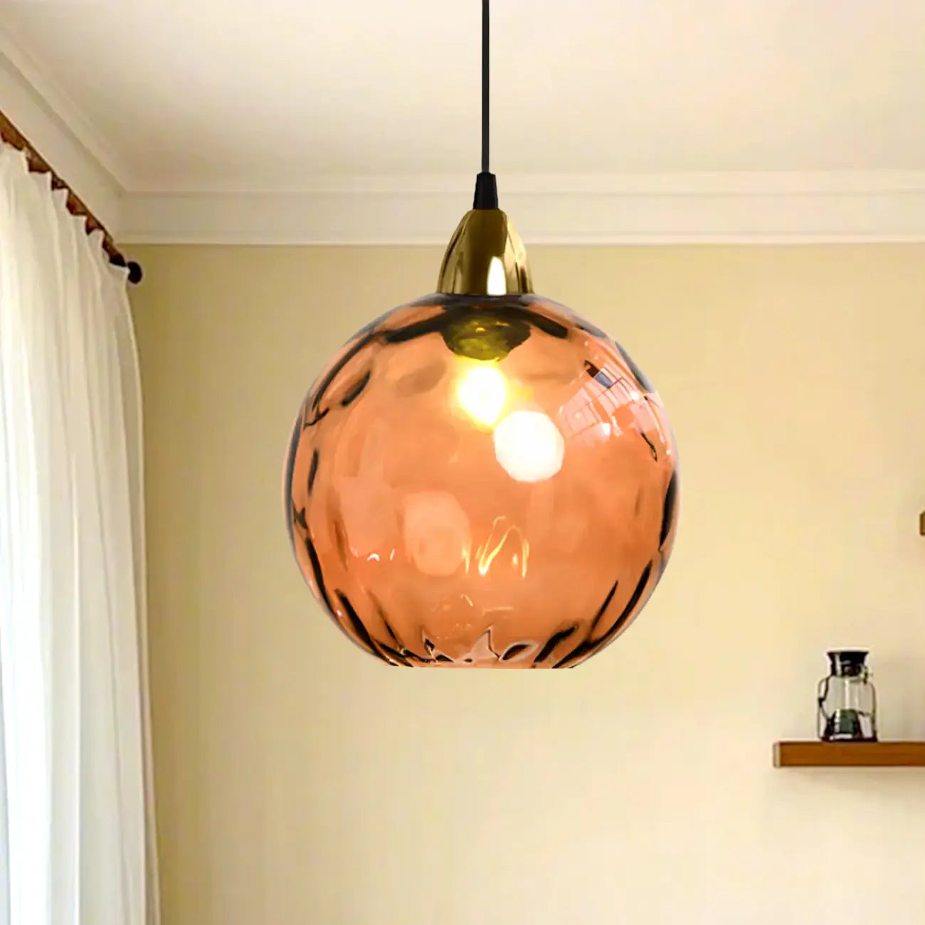 Suspension globe en vitrail artistique pour salle à manger
