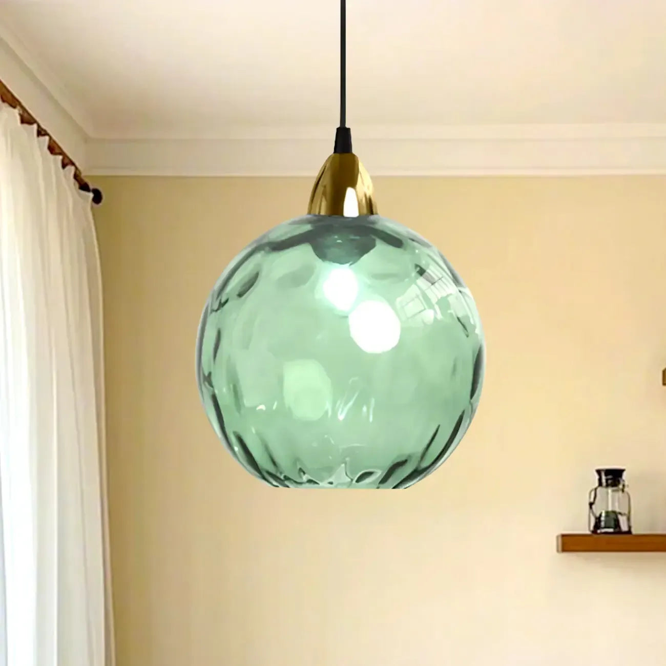 Suspension globe en vitrail artistique pour salle à manger