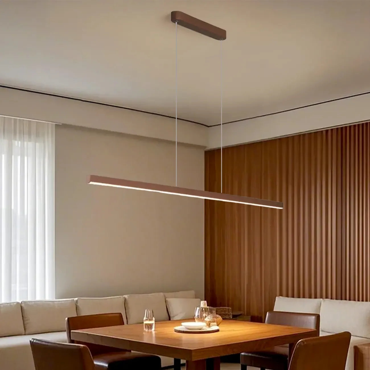 Luminaire LED rectangulaire simple en gel de silice marron pour îlot de cuisine