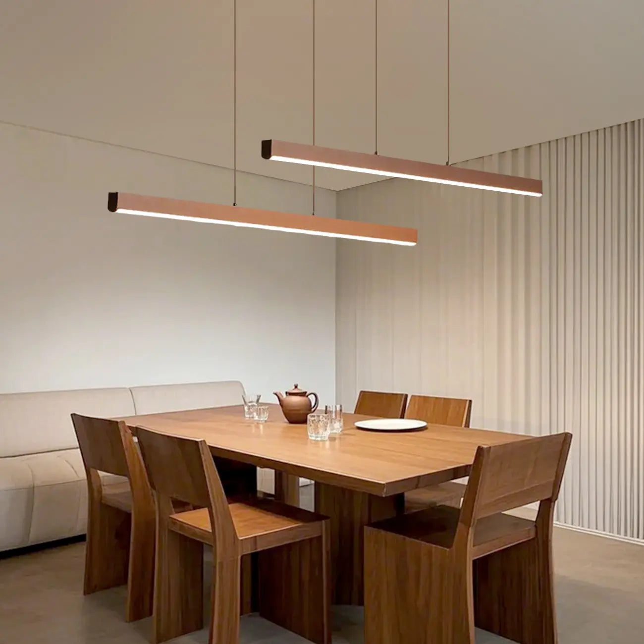 Luminaire LED rectangulaire simple en gel de silice marron pour îlot de cuisine