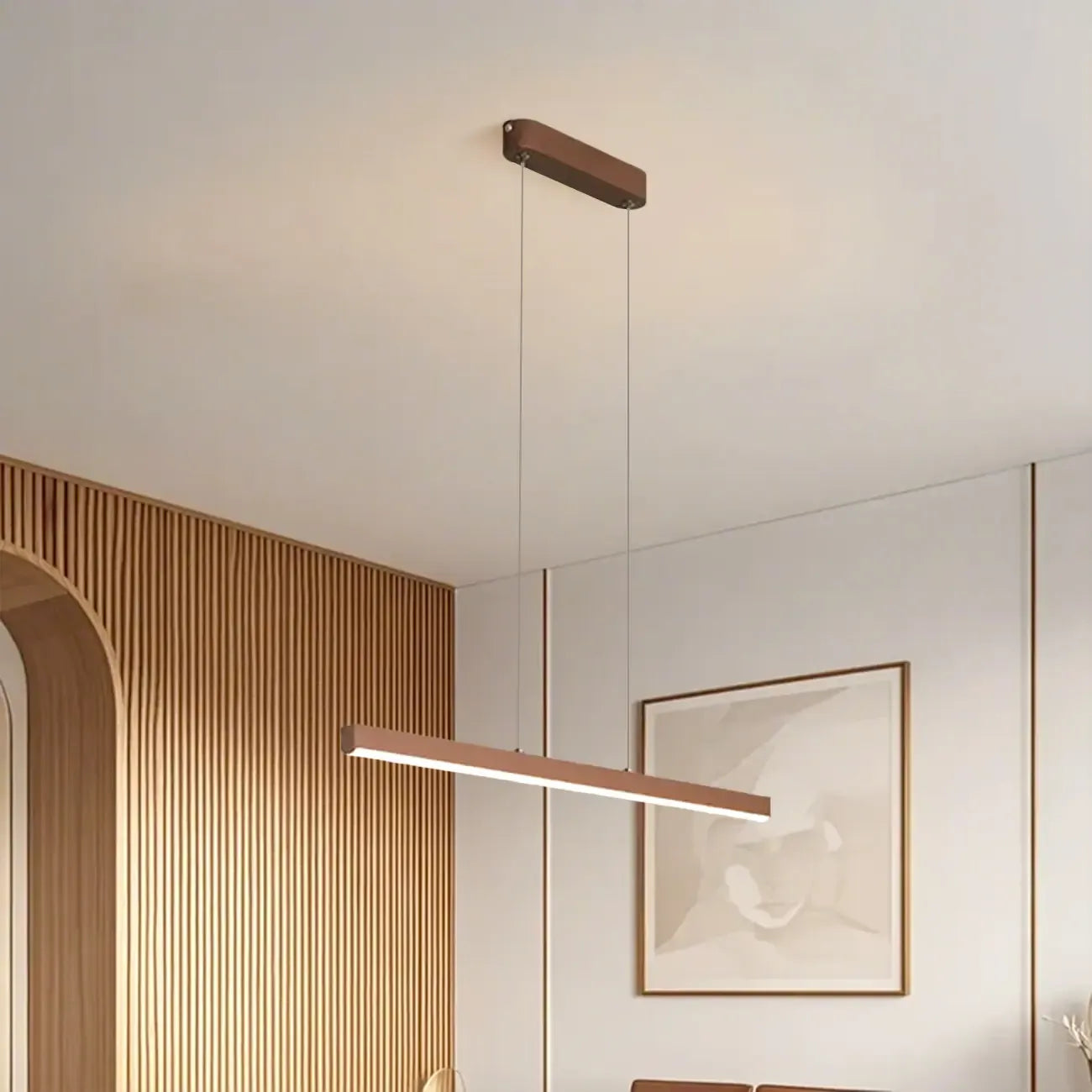 Luminaire LED rectangulaire simple en gel de silice marron pour îlot de cuisine