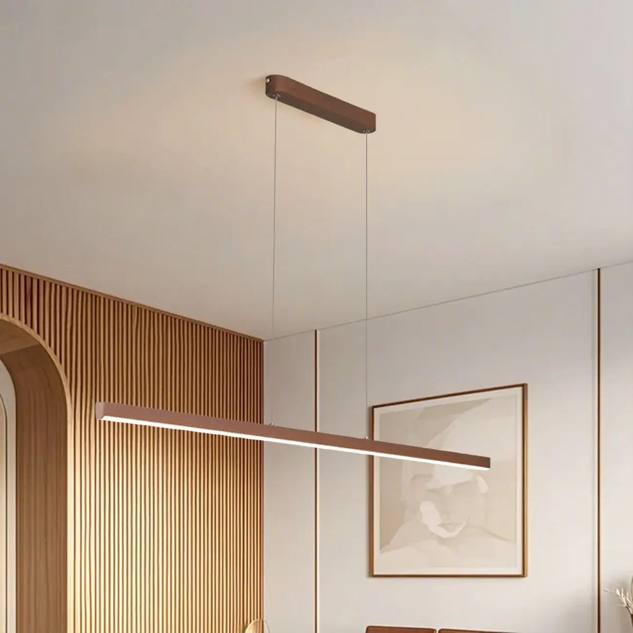 Luminaire LED rectangulaire simple en gel de silice marron pour îlot de cuisine