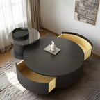Table basse ronde gigogne en bois noir moderne et élégant
