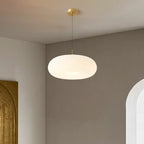 Suspension LED en forme de galet en acrylique crème pour salon