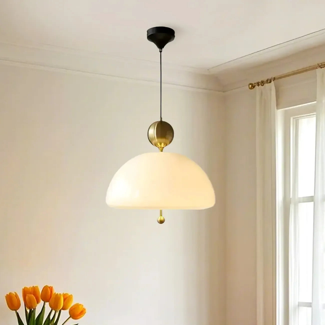 Lustre minimaliste en verre à 3 lumières en forme de dôme pour salle à manger