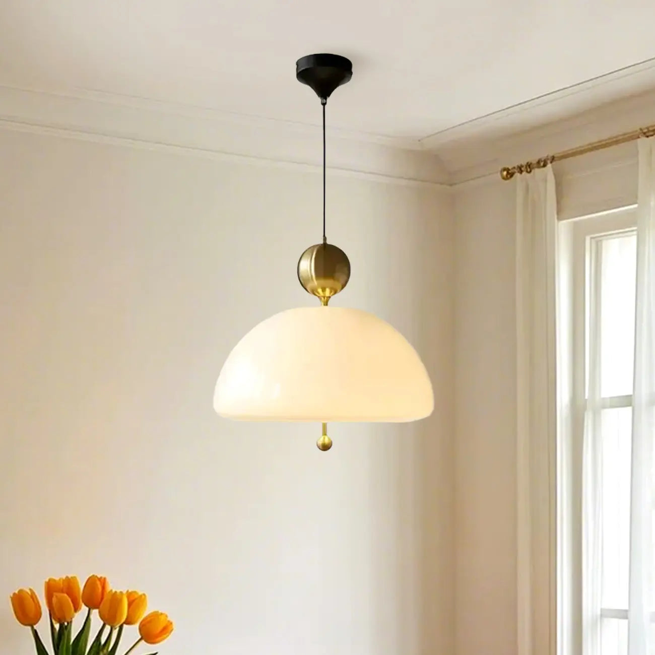 Lustre minimaliste en verre à 3 lumières en forme de dôme pour salle à manger