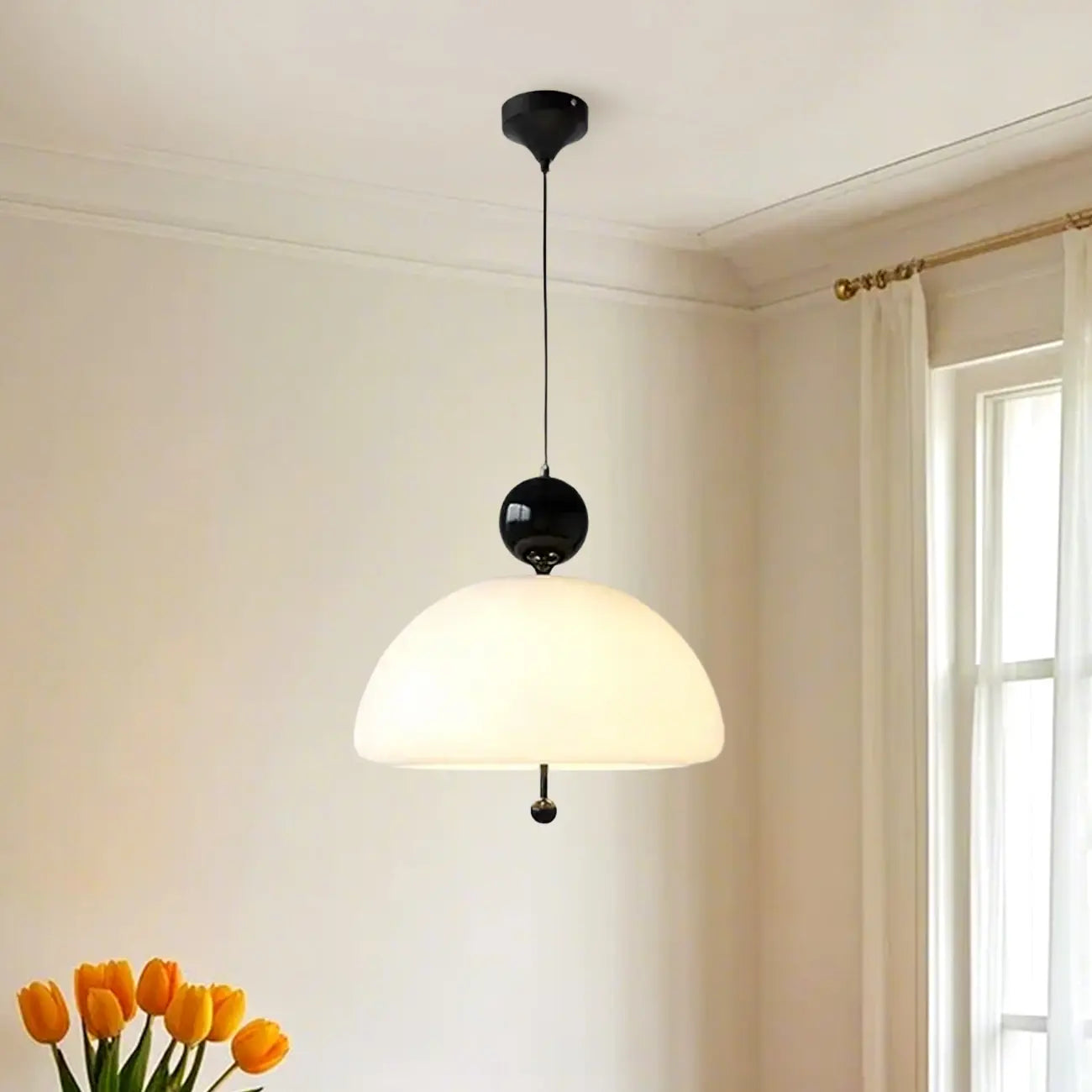 Lustre minimaliste en verre à 3 lumières en forme de dôme pour salle à manger