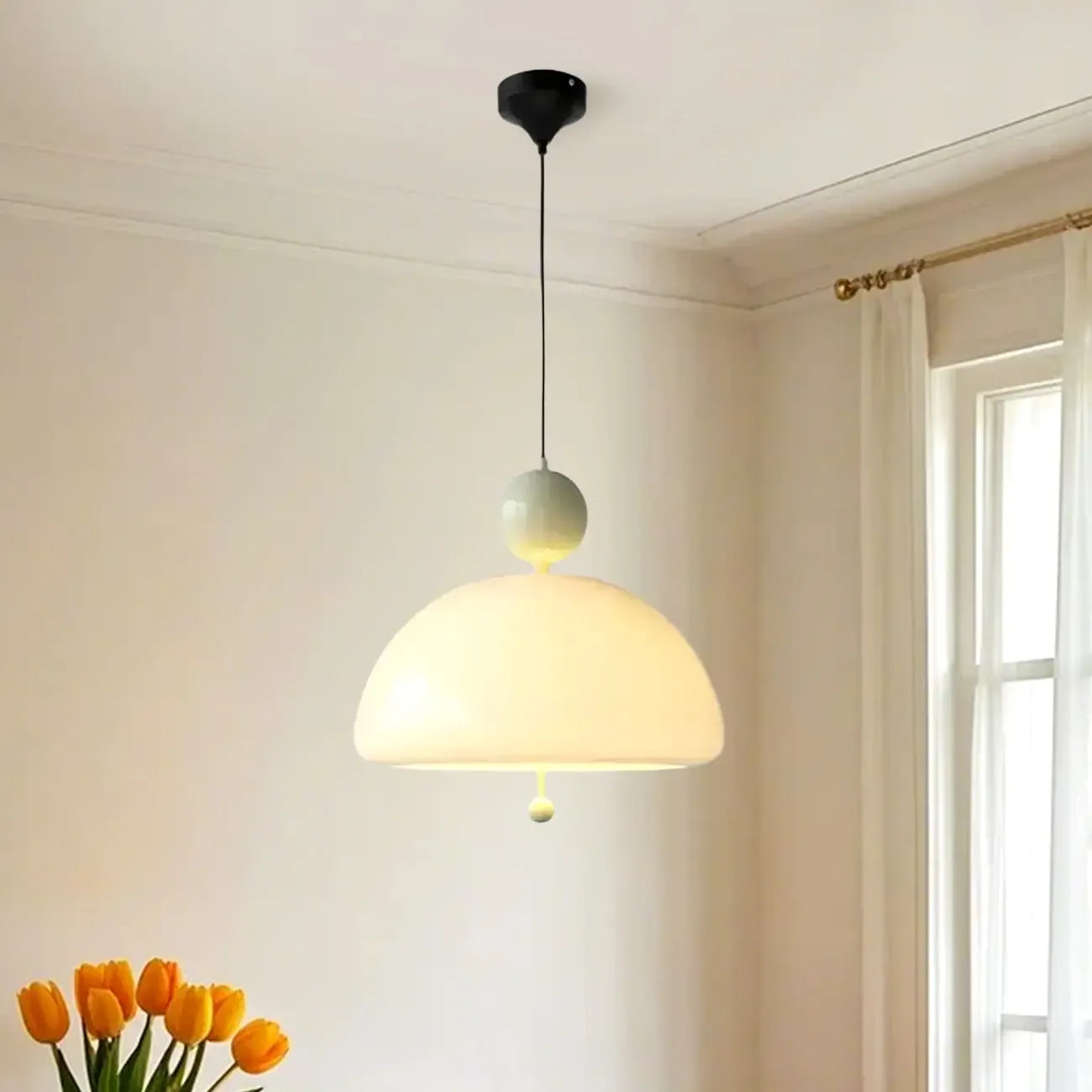 Lustre minimaliste en verre à 3 lumières en forme de dôme pour salle à manger