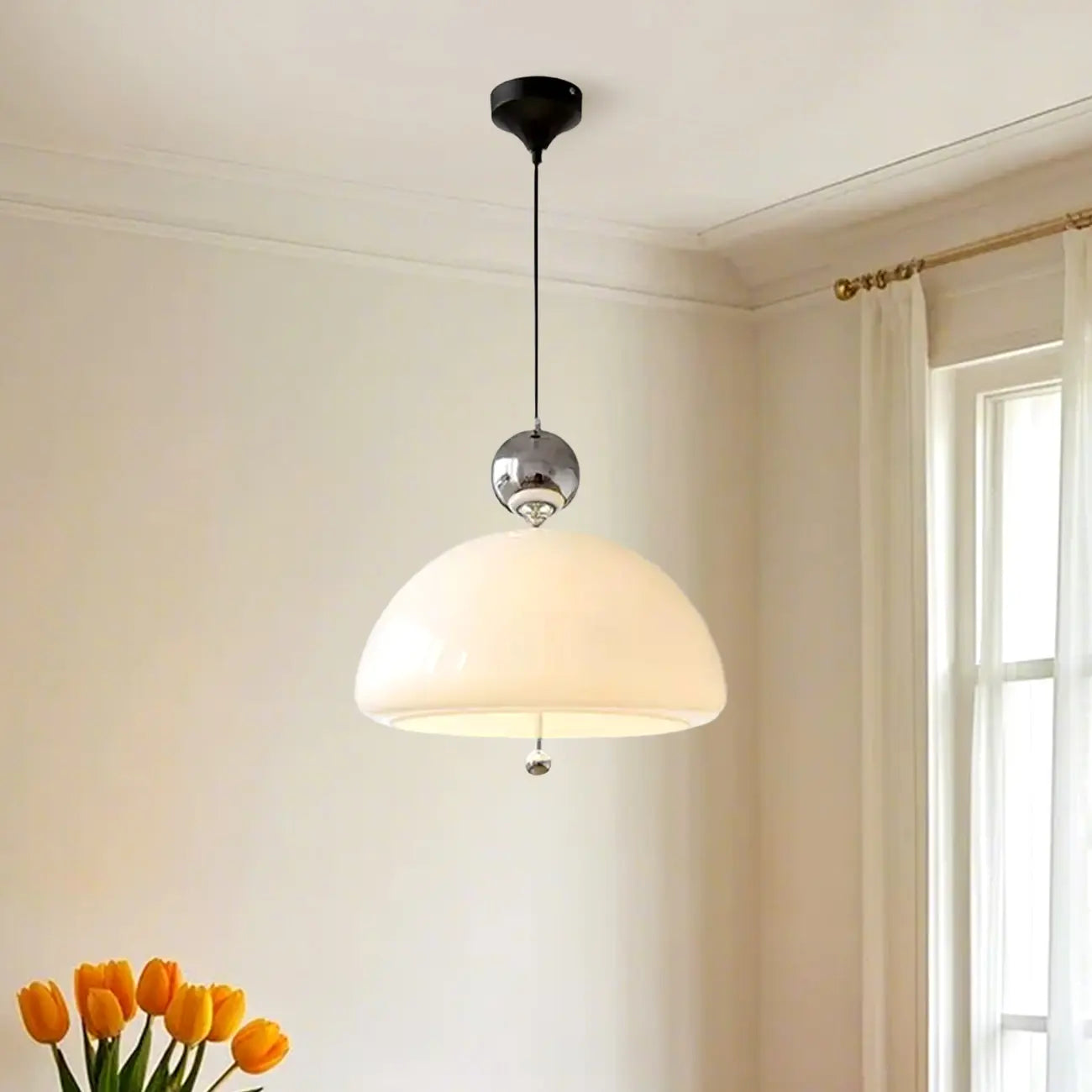 Lustre minimaliste en verre à 3 lumières en forme de dôme pour salle à manger