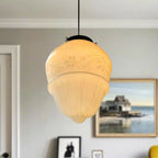 Suspension LED moderne en verre dépoli, couleur noisette, pour chevet.