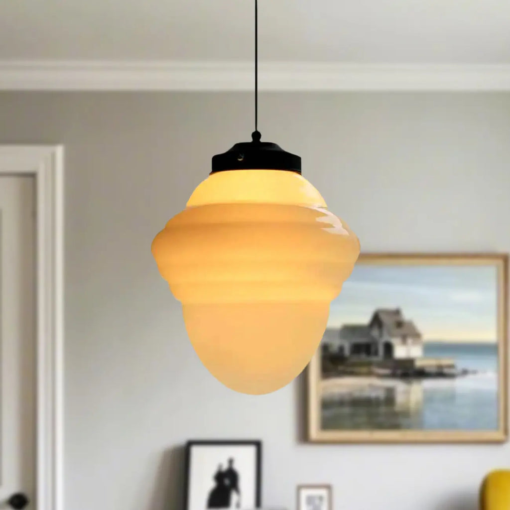 Suspension LED moderne en verre dépoli, couleur noisette, pour chevet.