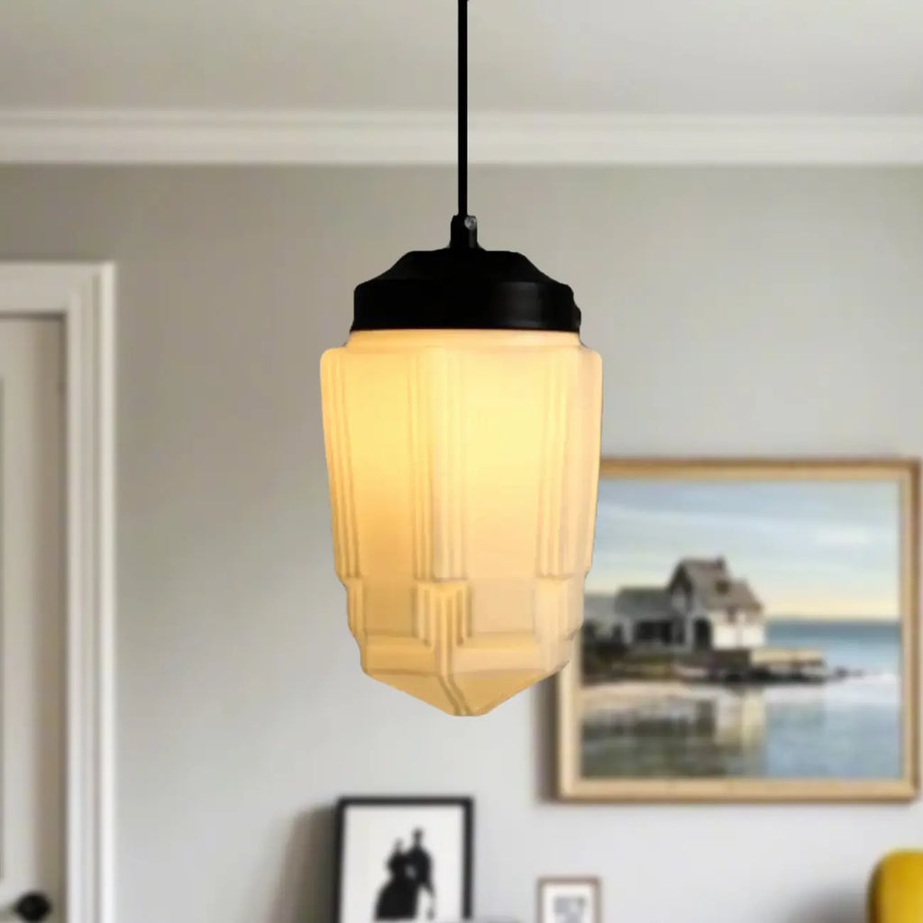 Suspension LED moderne en verre dépoli, couleur noisette, pour chevet.