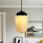 Suspension LED moderne en verre dépoli, couleur noisette, pour chevet.