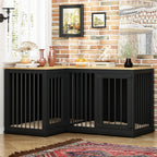 Grand meuble d'angle pour 2 chiens, cage en forme de L - 58,7 x 41,1 pouces