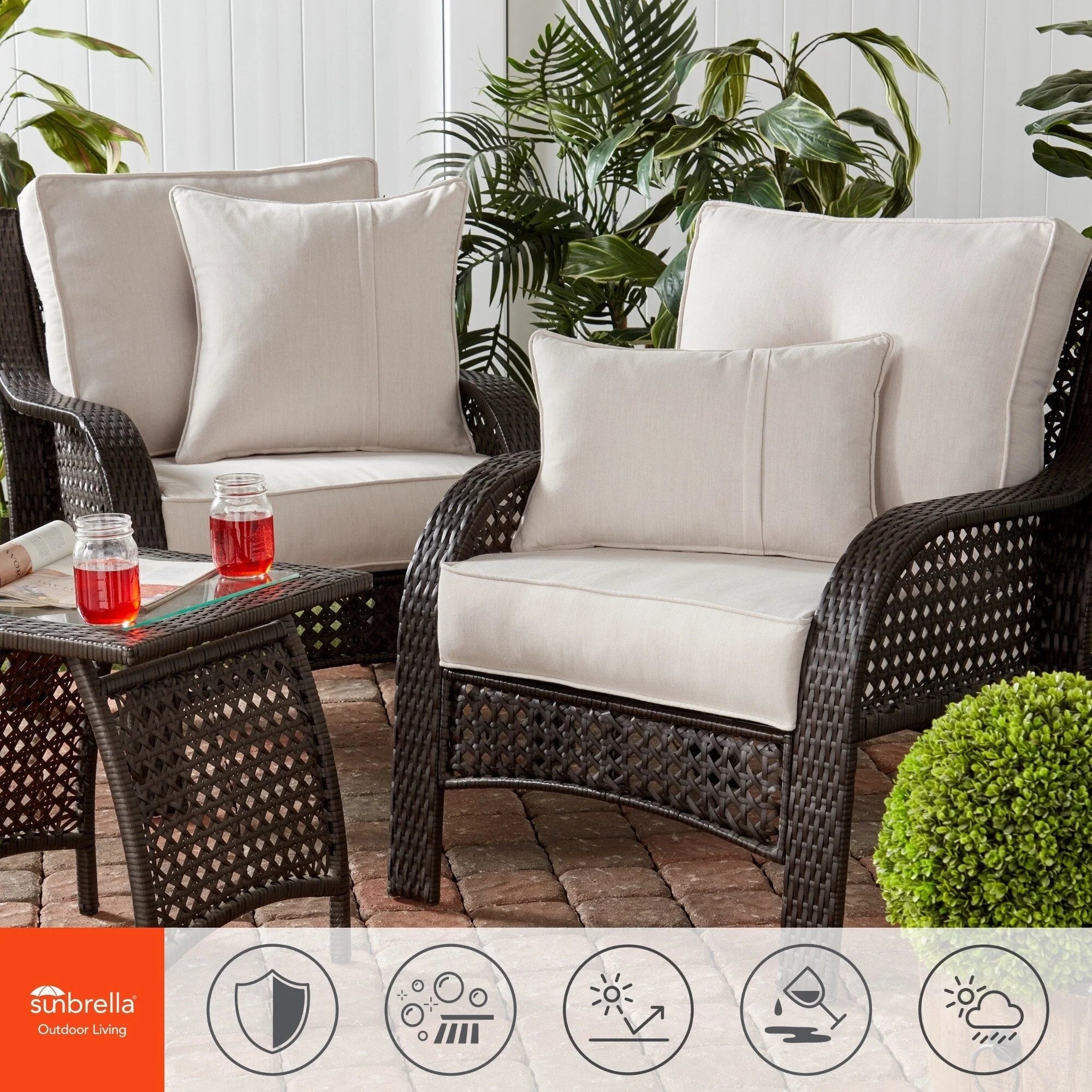 Ensemble de 2 coussins d'extérieur Sunbrella Premium pour siège profond