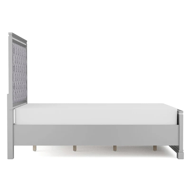 Ensemble de chambre à coucher Seleena Glam Silver Wood 5 pièces avec panneaux capitonnés et port USB par Furniture of America